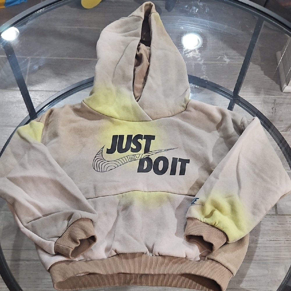 Kids Nike Just Do It Hoodie - Brown and Yellow Size 7